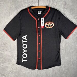 NWT Mad Engine x Toyota Racing Baseball Jersey Mens Size M Black Red Logo Japan